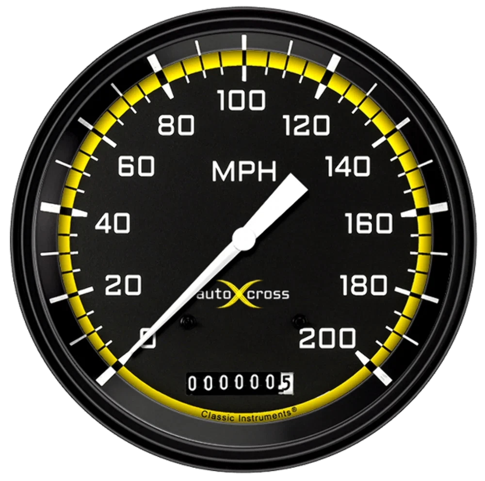 AutoCross Yellow 4 5_8_ Speedometer AX56YBLF